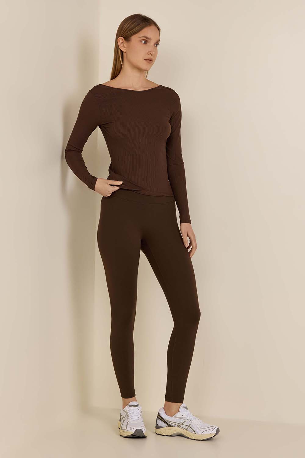 Ribbed Scoop-Back Yoga Long Sleeve